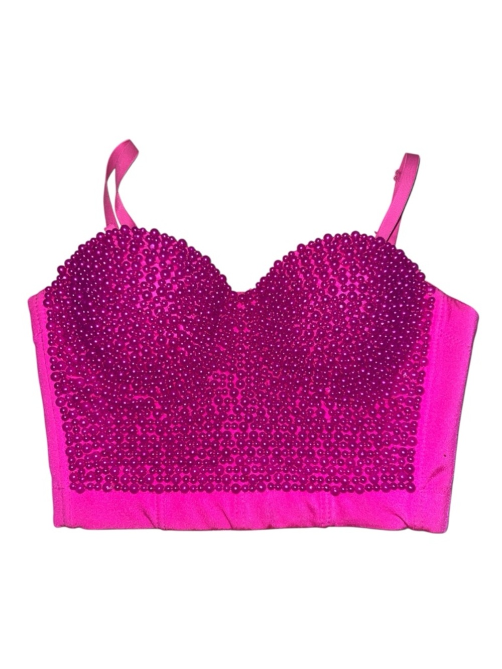 Women's Hot Pink Embellished Bustier Crop Top